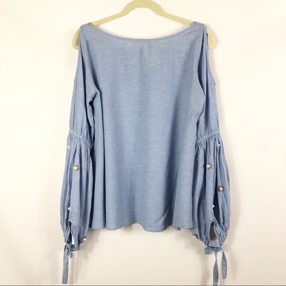 NWT Chambray Pearl Juliette Sleeve Top Small - Picture 7 of 8